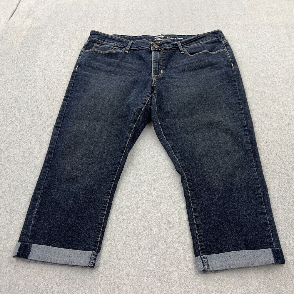 Levis Jeans Womens 20W Modern Capri Blue Straight Denim Rolled Hem Stretch